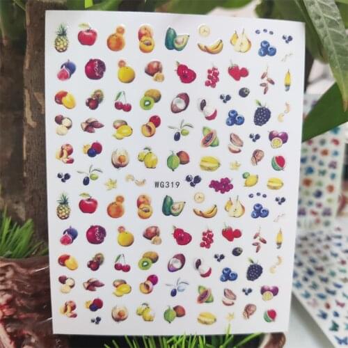 3D Stickers for Nails Papaya Pineapple Sweet Fruit Design Nails Art Decoration Manicure Stickers Sliders Nail Foil Accessories