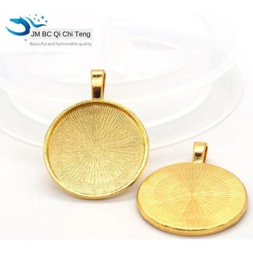 25mm 5pcs round Alloy Base Support Time Stone Base Support Necklace Pendant Accessories DIY Ornament Accessories