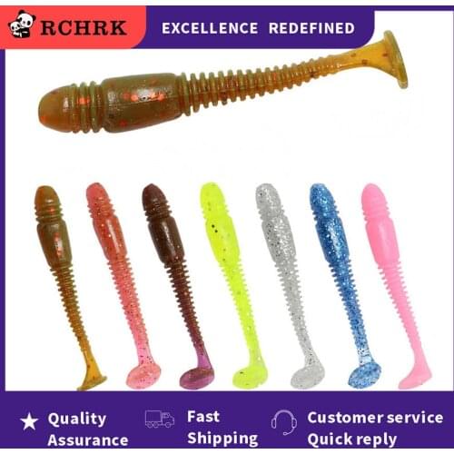 5Pcs Swing Impact Ring Shad Fishing Lure Soft 75mm 3.1g Jigging Swimbait Wobblers Shrimp Smell salt Artificial Silicone Baits