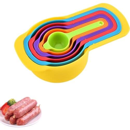6PCS Mixing Bowls PP Measuring Spoons Drain Basket Mixing Bowls Home Storage Organizer Baking Cooking Kitchen Tools Wholesale