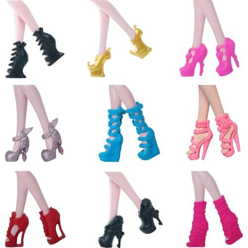 BJDBUS 1 Pairs Fashion Shoes Mixed High Heels Sandals Boot Clothes Accessories for Monster High Doll for Ever After Doll Toy
