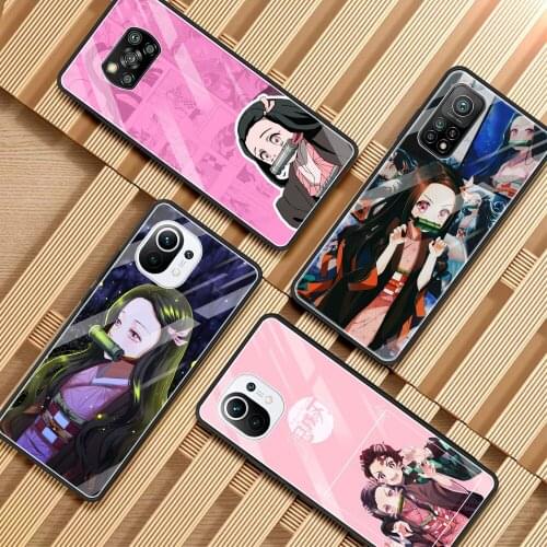Demon Slayer Nezuko Anime Phone Case for Xiaomi Mi 11 10T Note 10 9 9T 11i Pro 10Lite 5G Poco X3 X2 F3 F2 M2 Pro NFC Glass Cover