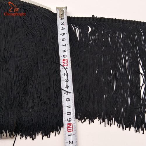 CHENGBRIGHT 10Meters/Lots 20cm Wide Black Lace Fringe Trim Tassel Fringe Trimming For DIY Latin Dress Stage Clothes Accessories