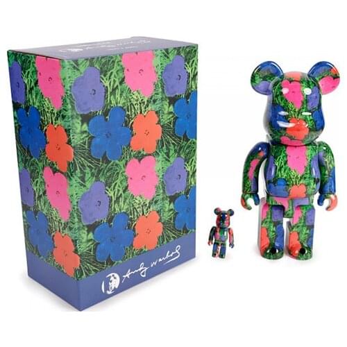 Bearbrick Andy Wahol Flower 400% Bearbricklys PVC Action Figures Toys Acs God Of Wealt Dolls Models Christmas Gift