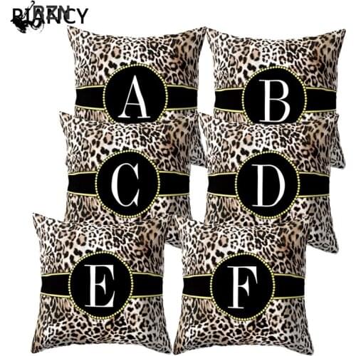 Leopard Pattern Letter Decorative Cushion Cover Pillow Pillowcase Polyester 45*45 Throw Pillows Home Decor Pillowcover 40840
