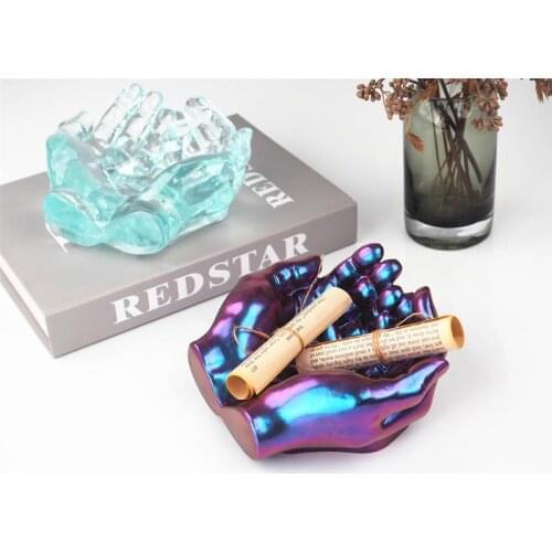 DIY Ashtray Resin Mold Epoxy Crystal Silicone Mold Two-hand Model Hand Dish Ashtray Mirror Epoxy Silicone Mold Home Decor