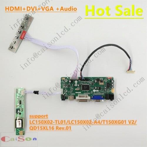 DVI/VGA/AUDIO/ of LCD controller board compliant with LC150X02-TL01/LC150X02-A4/T150XG01 V2/QD15XL16 Rev.01