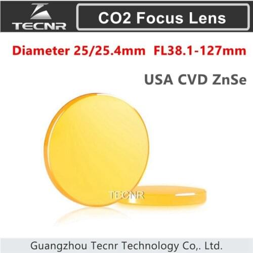 USA CVD ZnSe Co2 Laser Focus Lens diameter 25mm 25.4mm FL 38.1-127mm 1.5" 2" 2.5" 3" 4" 5"