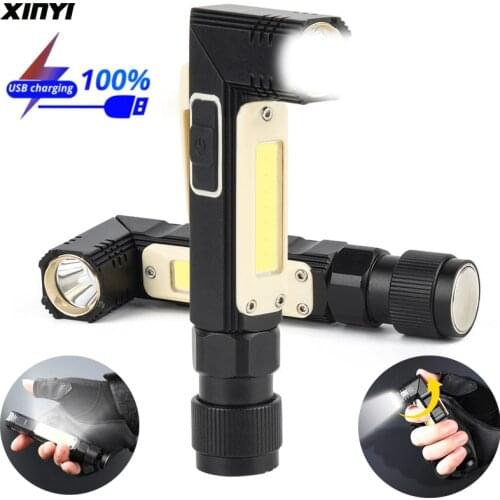 10000LM USB Rechargeable LED Flashlight Ultra Bright Waterproof COB Light torch tail magnet Work Light Rotate Built-in battery