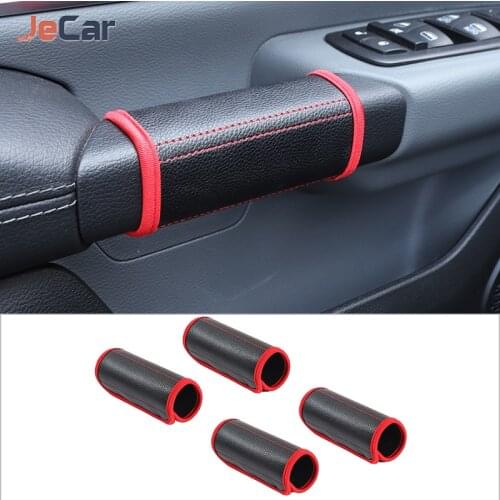 Leather Car Interior handle Protection Cover Holster Car-styling Interior Door Armrest Handle For Dodge RAM 2018-2021