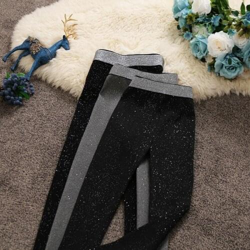 2020 Autumn Winter New Women High-waist Bright Silk Pencil Pants Female Solid Color Slim Knitted Trousers Bottom Leggings Plush