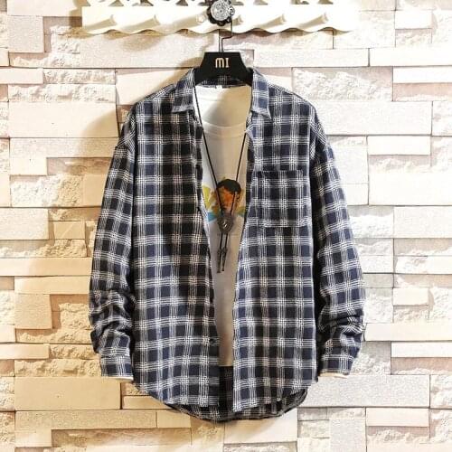 Men Casual Long Sleeved Plaid shirt Slim Fit Male Social Business Dress Shirt Male Button Down Casual Check Shirt Men Clothing S