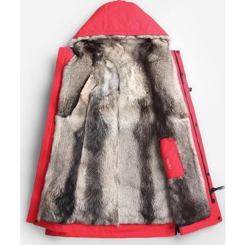 Mens Wolf Parka Winter Real Men Clothes Natural Fur Plus Size Mink Coat Jacket Overcoat MFTPK17005-6 KJ1083