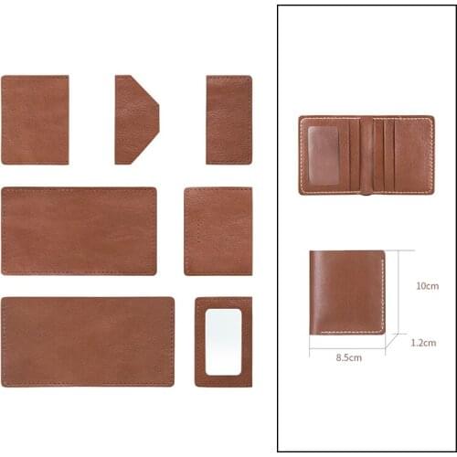 Mens DIY Sewing Cowhide Leather Wallet Material Package Genuine Leather Cutting Patterns Handmade Fashion Purse Sewing Tools