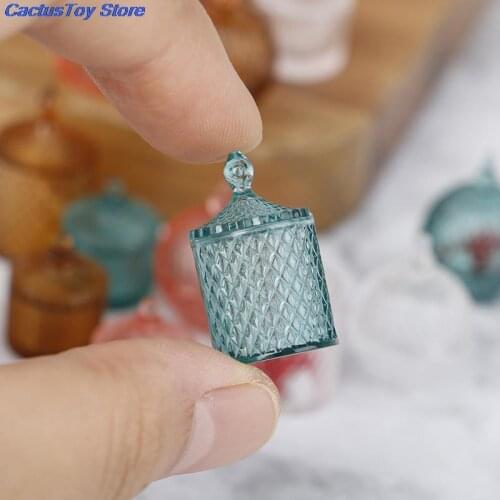 MYPANDA 3pcs/set 1:12 Dollhouse Miniature Doll Accessories Toy Candy Jar for Transparent