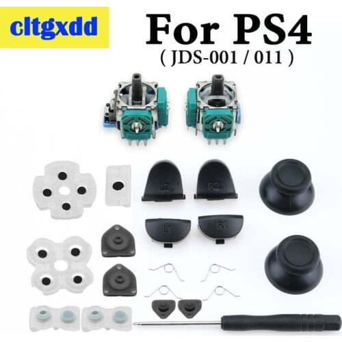 Cltgxdd For PS4 Controller Handle Grip Repair Set L1 R1 L2 R2 Trigger Buttons 3D analog Joysticks Sticks Cap Conductive Rubber