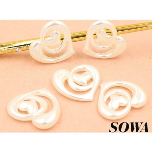 New Size 30*26mm Ivory Color Imitation Pearls ABS Resin Effect 3D Maple Heart Designed For Making Jewelry DIY (20pcs/lot)