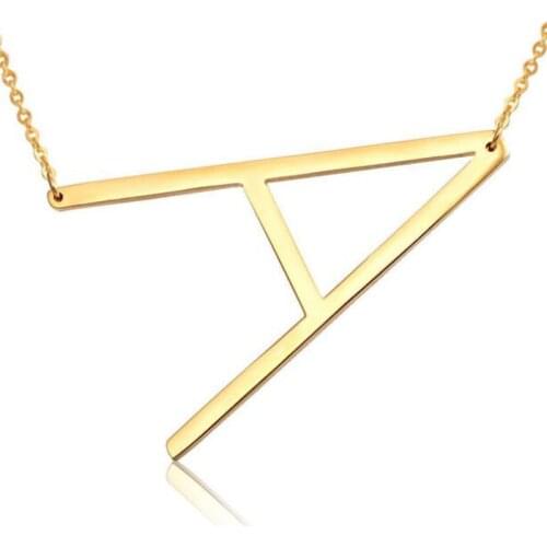 Big One Letters A-Z Silver Necklace Name Initial Necklaces For Women Silver English Letter Jewelry Gift