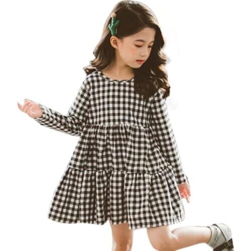 Dress For girls Big Bow Girls Dress Casual Plaid Dress Girl 2021 Autumn Spring Kids Dresses For Girls 6 8 10 12 14