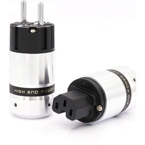 Rhodium plated EUR Schuko EU Power Plug & IEC Connector plug for Hifi Electrical Plug