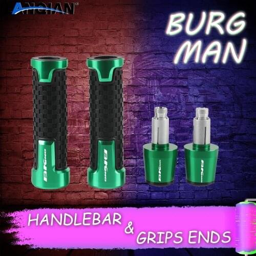 LOGO whit "BURGMAN" For SUZUKI BURGMAN 650 2006-2020 Motorcycle CNC Handlebar Grips and Handlebar Grips ends Accessories