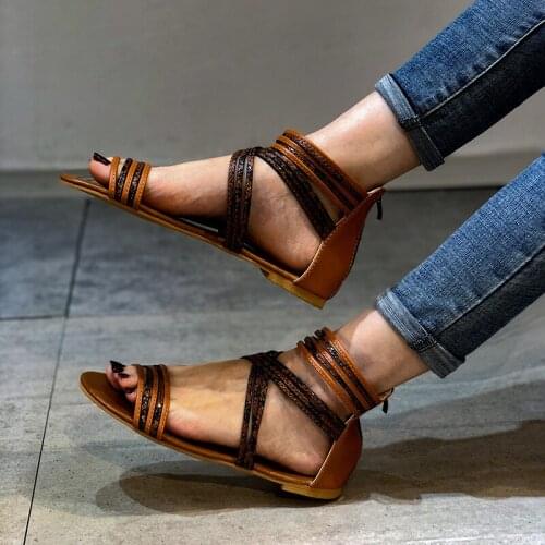 Women Sandals 2021 Summer Outdoor Beach Flip-flop Sandals Solid Fashion Gladiator Sandals Women Flats Casual Ladies Shoes 35-43