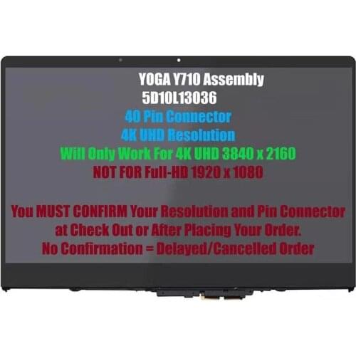 JIANGLUN Laptop LCD Touch Screen Assembly For Lenovo YOGA Y710 40 pin 4K UHD 5D10M14135 5D10L13036