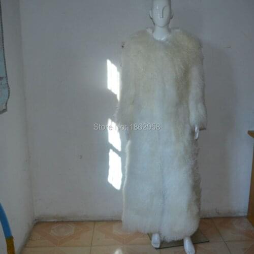 SJ030-02 New Fashion 135CM Long Fur Dress Coat Woman Warm Russia Winter Fur Coat