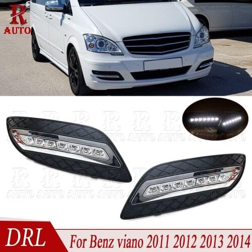 R-AUTO For Mercedes Benz viano 2011 2012 2013 2014 LED DRL Fog Lamp Decoration Daytime Running Light 12V Daytime Car Light