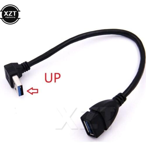 USB 3.0 Extension Cable USB3.0 Male to Female Adapter Up/Down Left/Right Angle 90 Degree Adapter PC Data Cord Converter 25cm