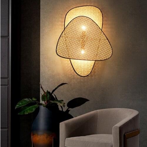 Retro Bamboo Led Wall Light Headboard Bedroom Wardrobes/ Cabinets or Closets Staircase Lighting for Home Lusters Luminaires Loft