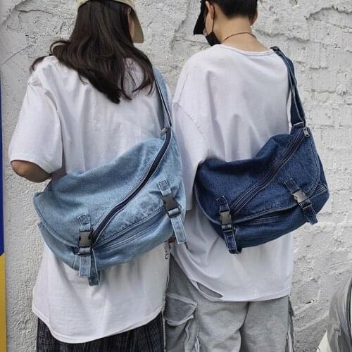 2021 retro washed denim large bag female street trend casual large-capacity one-shoulder messenger bag canvas bags Satchel