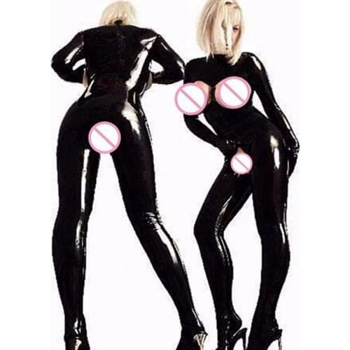 Plus Size 5XL Hot Latex Catsuit Faux Leather Sexy Women Jumpsuit Stretch Bodysuit Lingerie Costume Erotic Motorcycle Clothing