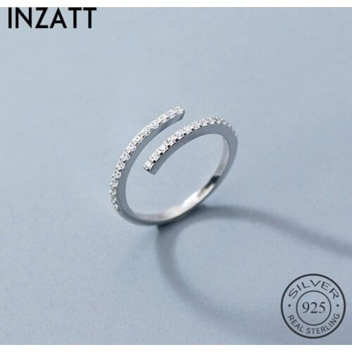 INZATT Real 925 Sterling Silver Zircon Adjustable Ring For Fashion Woman Party Fine Jewelry Cute Minimalist Accessories