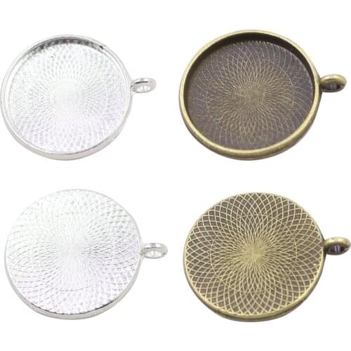 ZHUBI 10PCS/LOT Wholesale Jewelry Accessories Bottom Support 18mm Time Gemstone Glass Cabochon Base Round Metal Pendant Blanks
