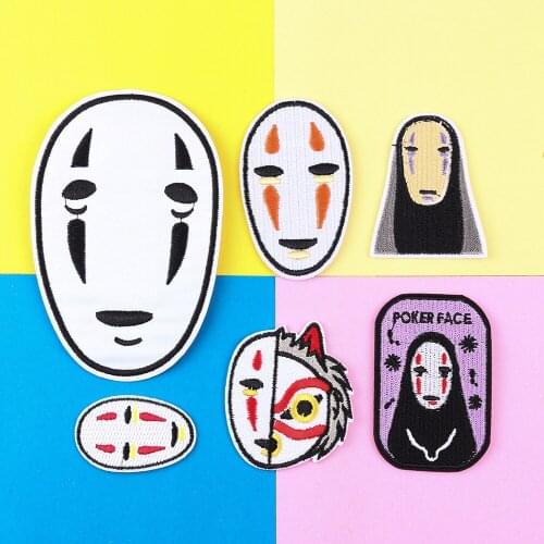 1PCS Japanese cure Movie Faceless Man Embroidery Patch Sew On Clothes Applique for DIY Clothing Accessory Patch