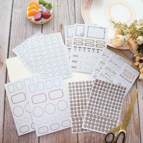 10 Sheets DIY 5 Style Brown Mouth Number Day Theme Sticker As Creative Craft Paper Scrapbooking DIY Gift Decoration Use