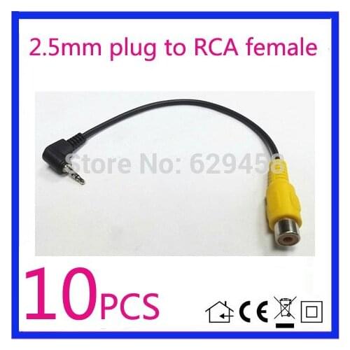 10PCS 2.5mm Male Stereo Plug to RCA Female Jack AV Adapter Cable 2.5mm plug to RCA female for GPS Video Input