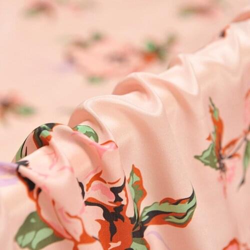 110CM 16MM Floral Print Thin Sweet Color Silk Crepe De Chine Fabric for Summer Dress Blouse Skirt Shirt Scarf Pants J236