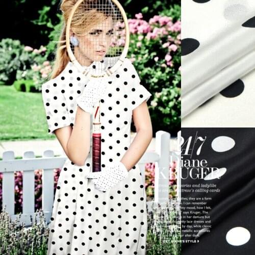 114cm natural silk fabric meter 12mm crepe de chine silk fabric polka dot printed shirt dress crepe fabric wholesale silk cloth