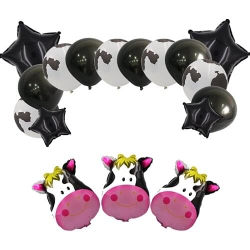 18pcs Farm Balloons Set Cow Happy Birthday and Air Balloons Animal Theme Party Baby Shower Balls Birthday Decorative Supplies