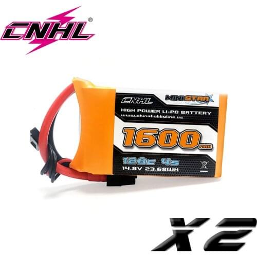 2UNITS CNHL MiniStar 1600mAh 14.8V 4S 120C Lipo Battery With XT60 Plug for FPV