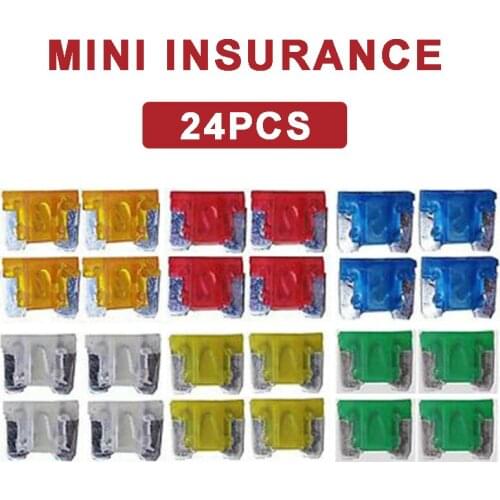 24pcs Micro Mini Blade Fuse Auto Car Truck Motorcycle Fuses 5A 10A 15A 20A 25A 30A Mixed Sizes Fuses Kit