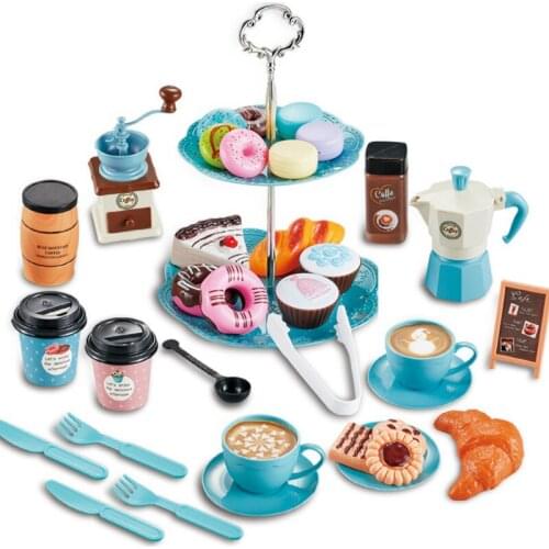 38PCS Children Kitchen Games Toys For Little Girls Boys Miniature Food Tea Coffee Role Play Set Educational Toys 2 3 4 Years Old