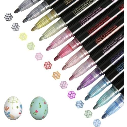 8/12 Pcs Double Line Outline Metallic Marker Pens Color Graffiti Painting DIY Ceramic Glass Porcelain Pen School supplies