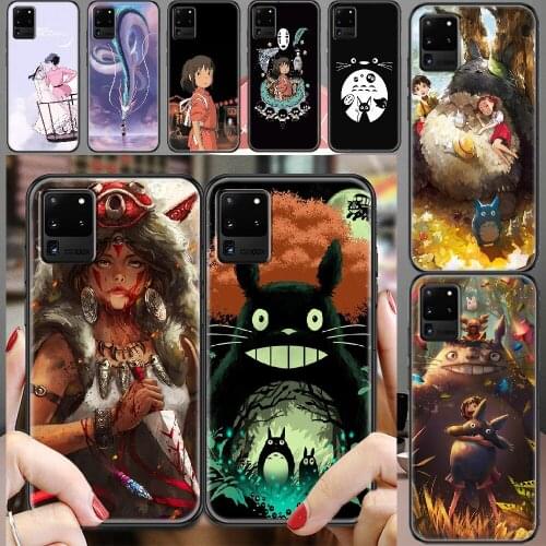 Miyazak Hayao Spirited Away Totoro Phone case For Samsung Galaxy Note 4 8 9 10 20 S8 S9 S10 S10E S20 Plus UITRA Ultra black 3D