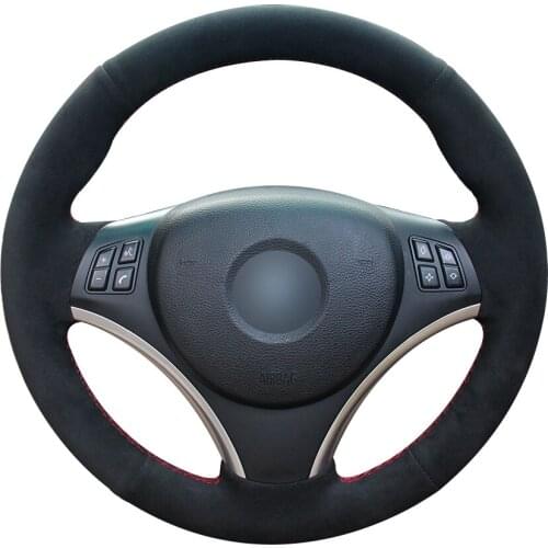 Black Suede Car Steering Wheel Cover for BMW E90 320i 325i 330i 335i E87 120i 130i 120d