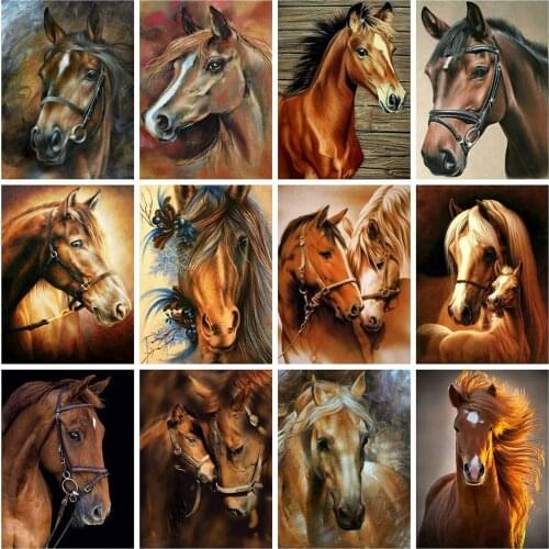 CraftArtGo 5D DIY Diamond Embroidery Horse Full Square Round Rhinestone Mosaic Painting Cross Stitch Flowers Diamond Kit