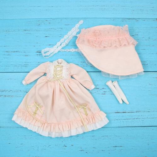 DBS Blyth icy clothes for 1/6 doll Lolita lace outfit with pink dress and lady hat joint normal body licca girl gift