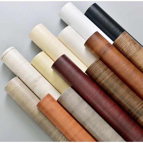 Wood Grain Decorable Film PVC Waterproof Wallpapers Self-adhesive Restore Home Decorative Old Cabinet and Furniture Wall Sticker